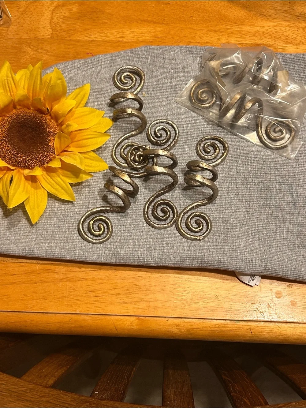 Pier one Spiral Napkin Holders silver with a golden tint set of 6